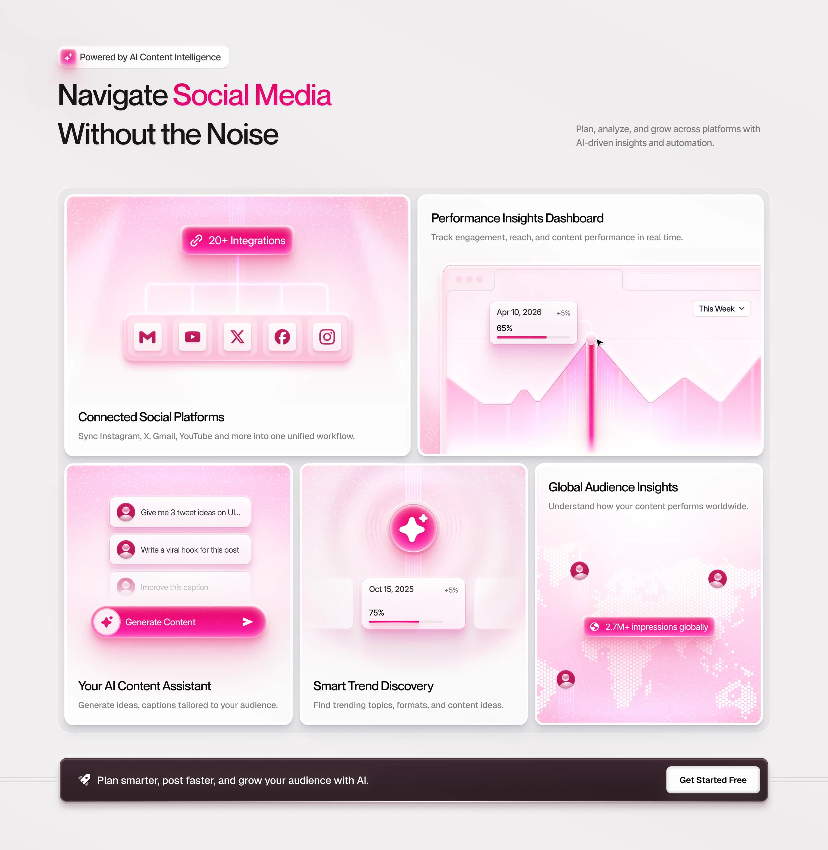 Bento — Pink Accent Interactive Dashboard Section