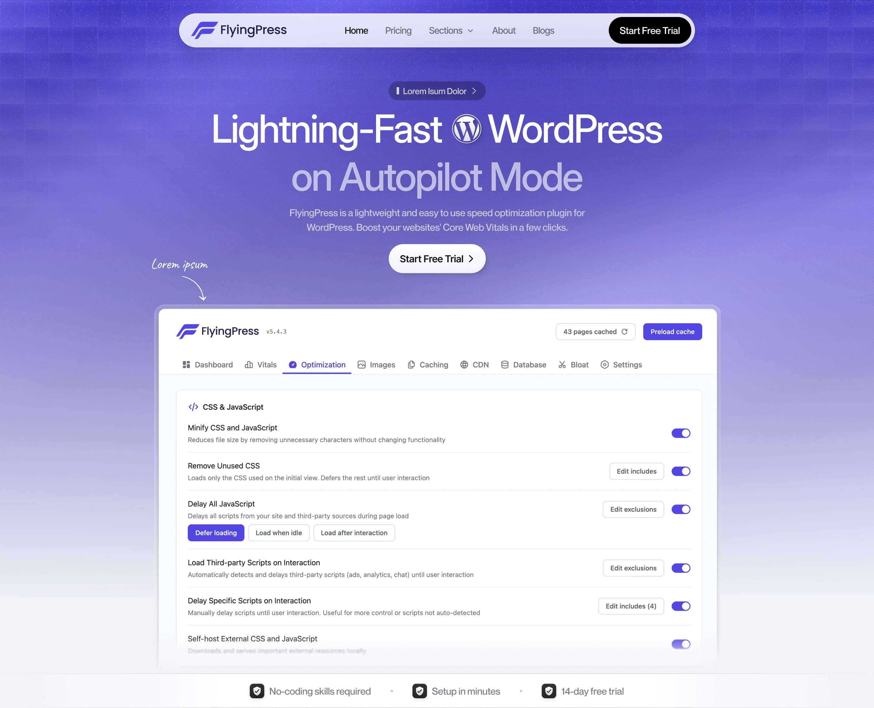 FlyingPress — Premium Speed Optimization Hero Design