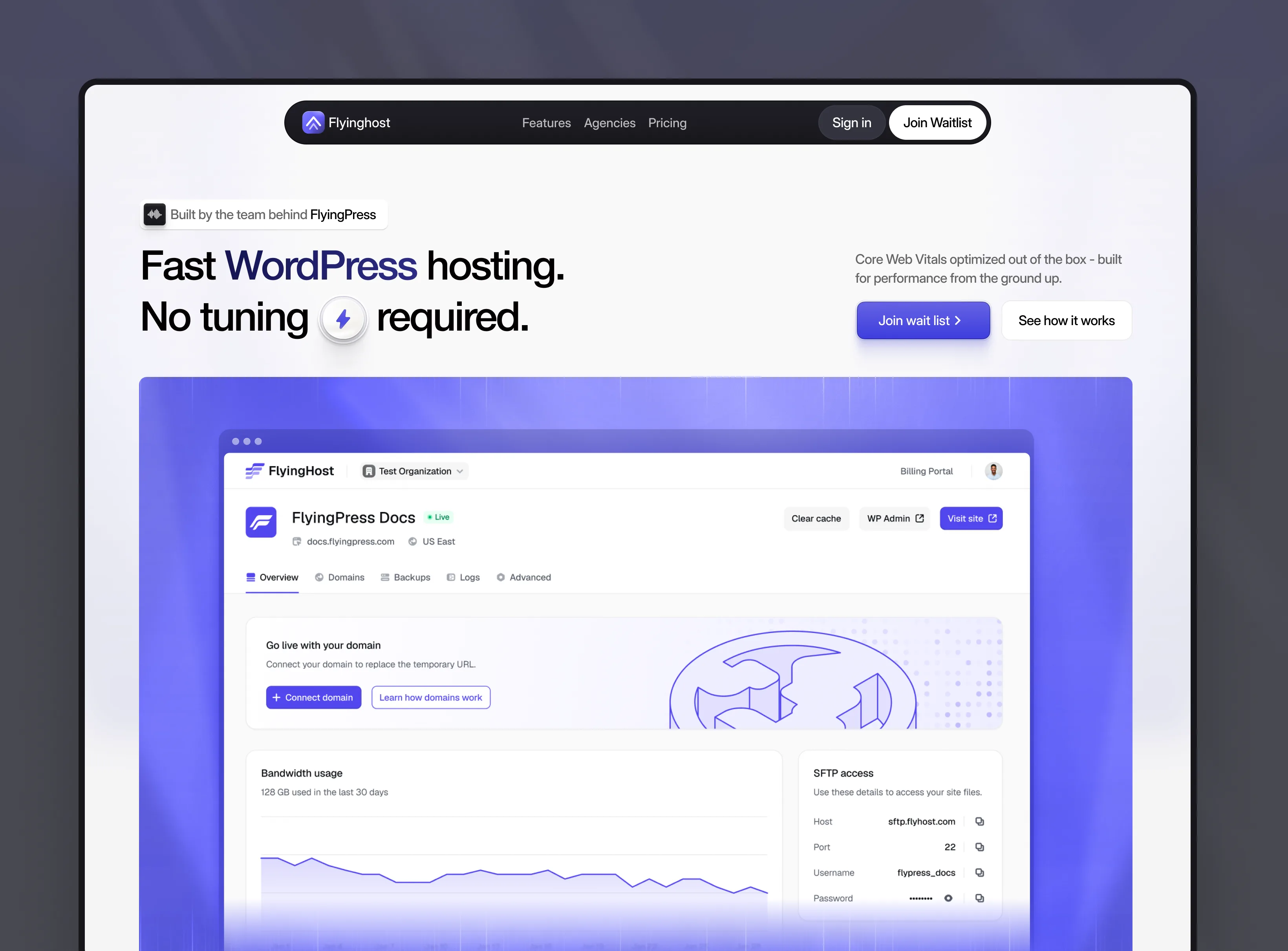 FlyingHost — Hosting Service Hero Showcase