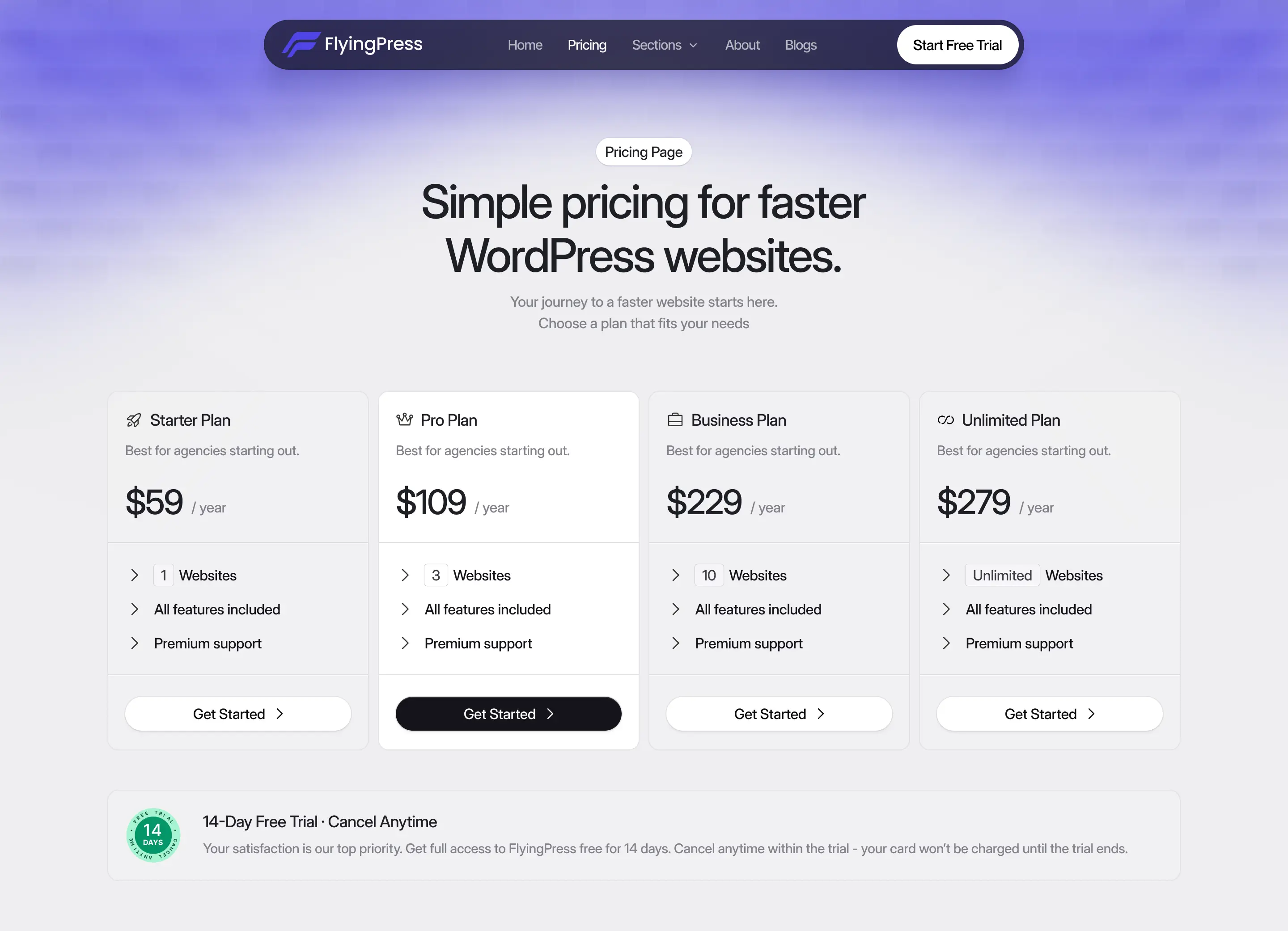 FlyingPress — High Conversion Pricing Structure