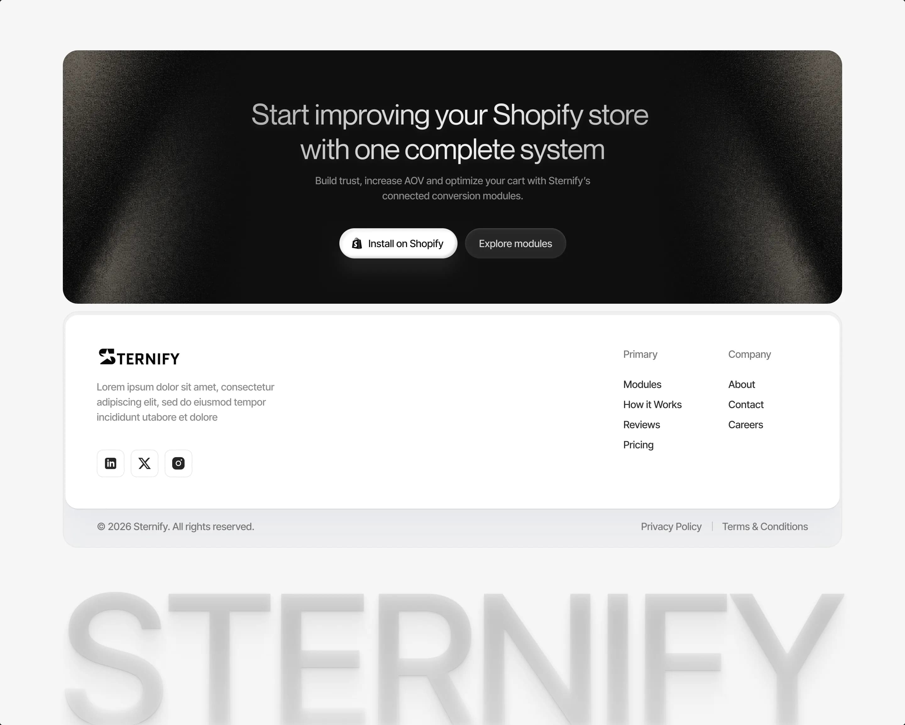 Sternify — Interactive Modern Footer